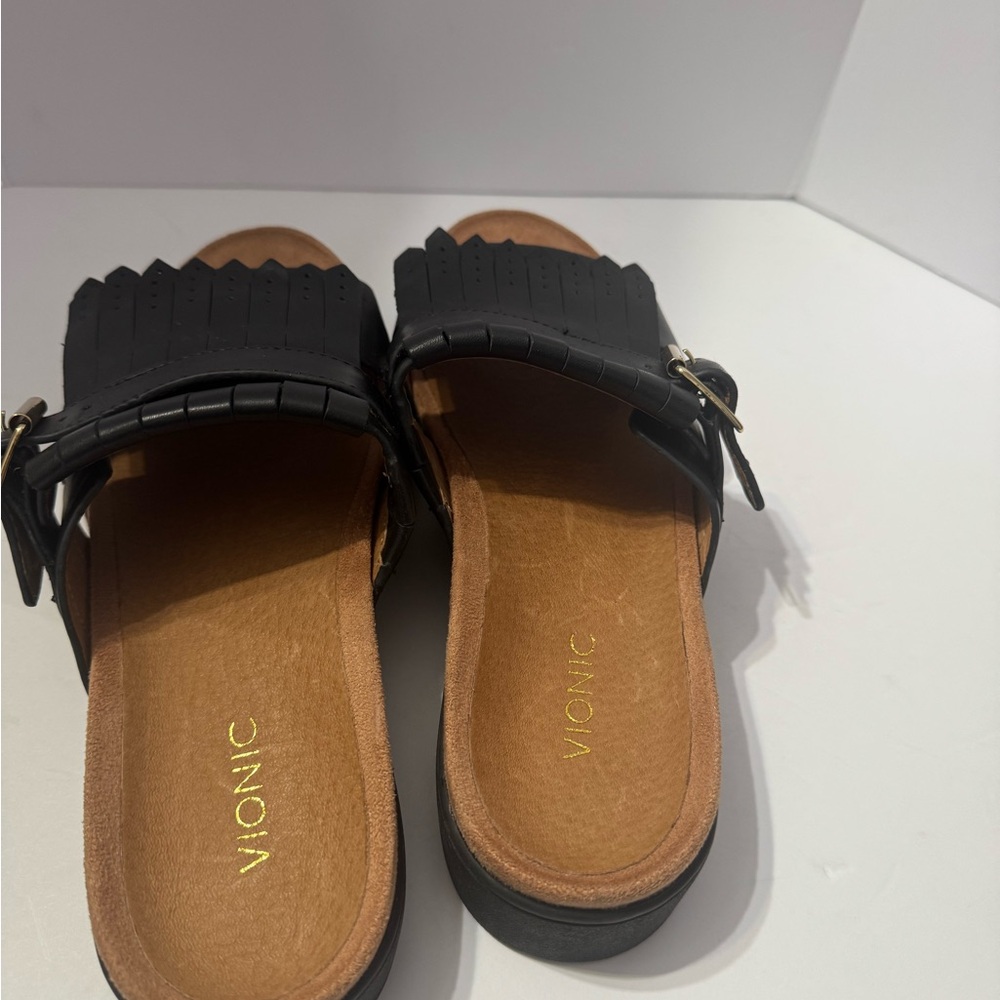 Vionic Black Fringe Sandals - Picture 3 of 6